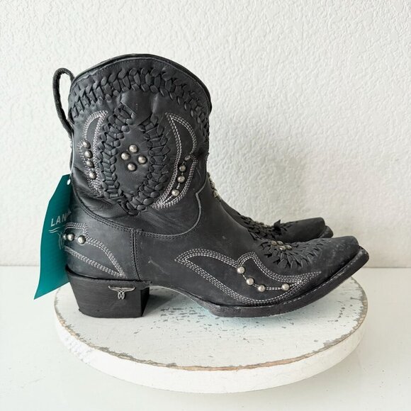 Lane COSSETTE Womens Black Cowboy Bootie 8 Western Cowgirl Short Ankle Boots - Picture 2 of 12